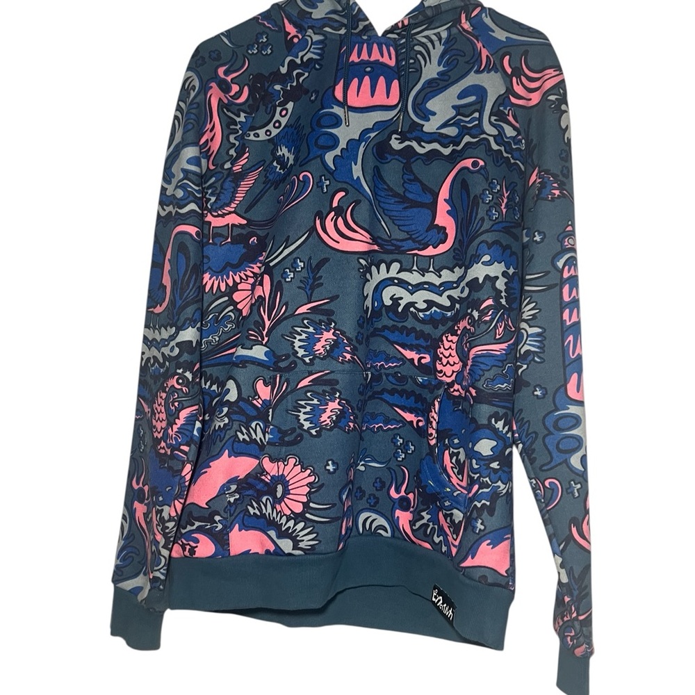 Pink Dolphin Blue and Pink Graphic Hoodie